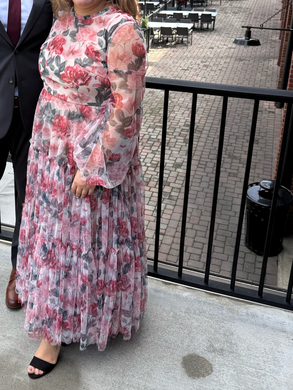 Mac Duggal Pink Floral Sheer Maxi Dress